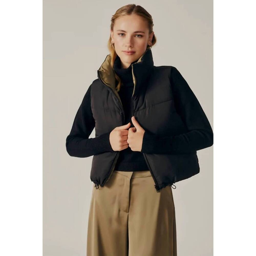 NEW DÈLUC kansas reversible puffer vest in black army